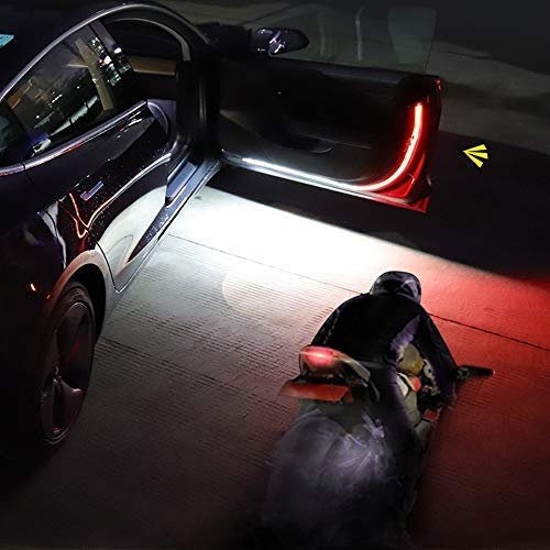 Car Door Opening Warning Lights(Red and Ice Blue) Strobe Flashing Anti Rear-end Collision Safety Lamps Welcome Flash Light Image 