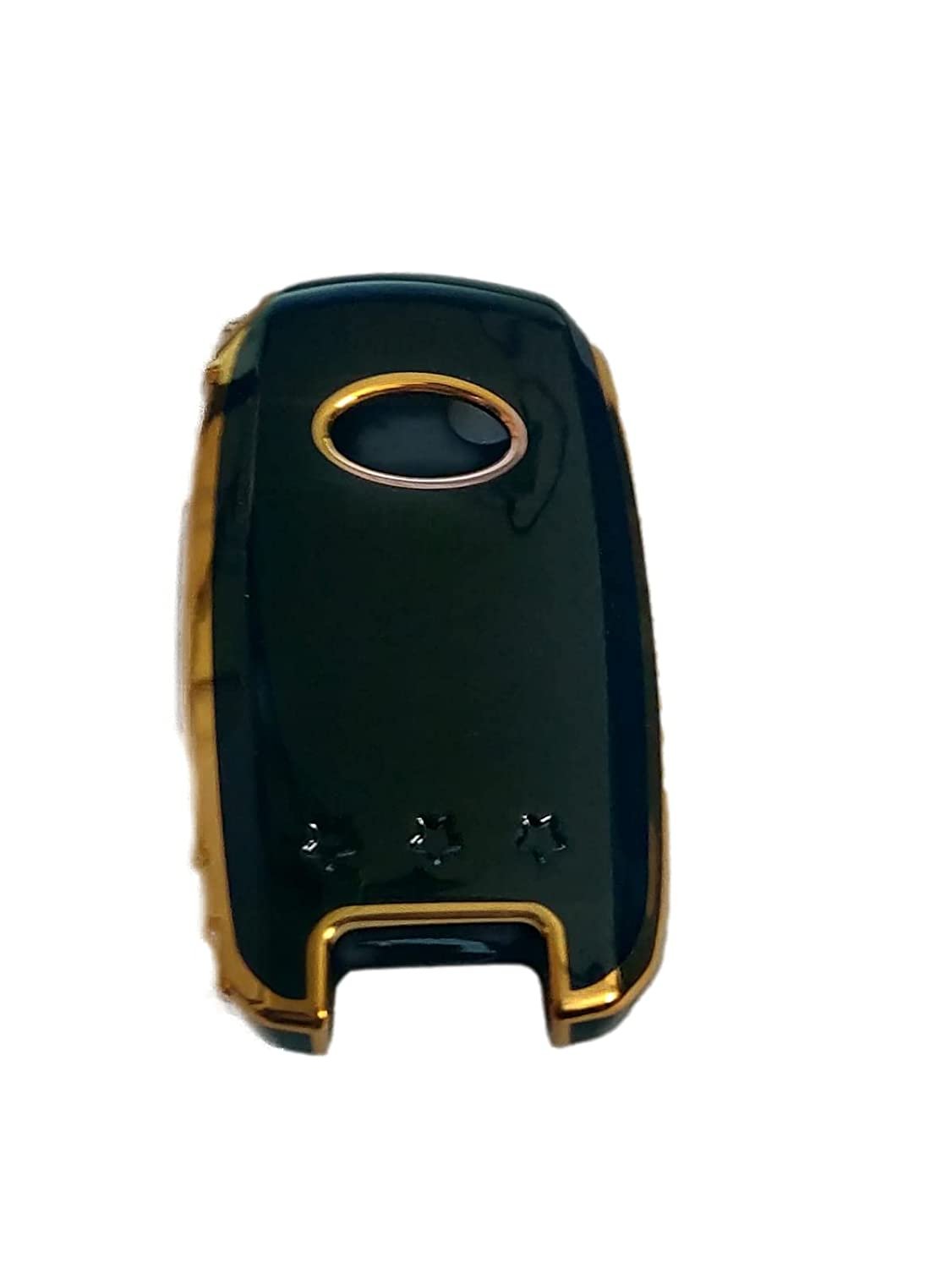 TPU Carbon Fiber Style Car Key Cover Compatible with Kia Flip Key (Gold/Black) Image 