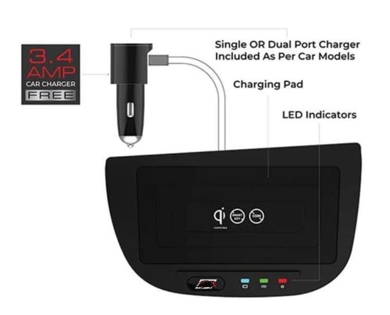 Wireless Charger 10W Fast Charging Pad Custom Fit for Kia Seltos 2019 Onwards Image 