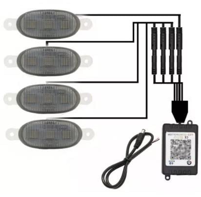 4PCS Smoked Front Grille LED Lights RGB Style Smoked Lens LED Front Grille Running Lights for Universal Fit Image 