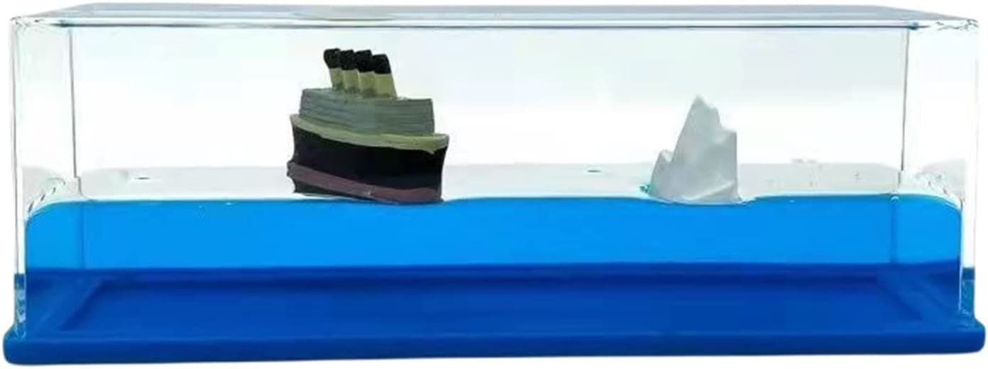 Ghost Ship Black Pearl Cruise Ship Fluid Liquid Drift Bottle Ornament for Living Room Décor(Blue) Image 