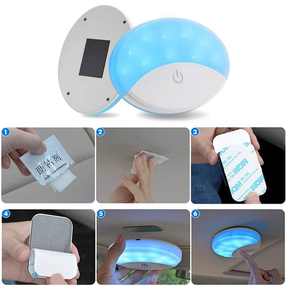 Wireless Car Interior Dome Magnetic Stick Car Ceiling Roof Lights with 2 Colors Modes 10 LEDs Dome Light for Multipurpose use(White/Blue) Image 
