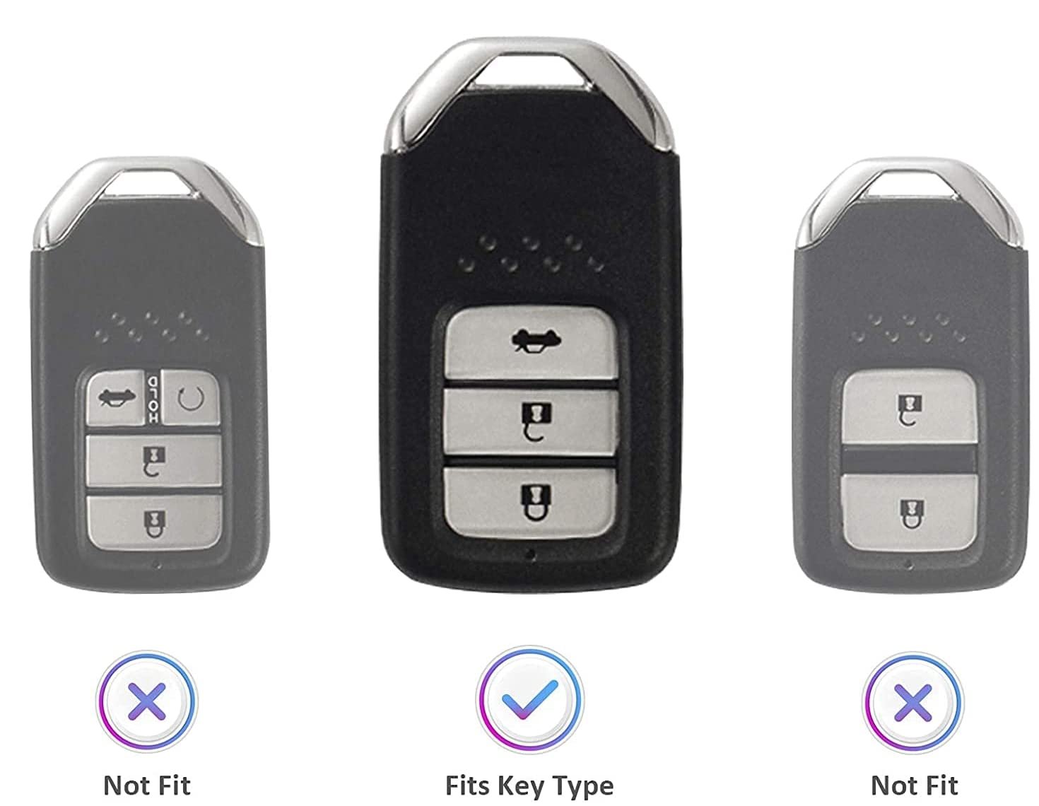 TPU Leather Pattern Key Cover 3 Button Remote Compatible with Honda Accord, City, Civic, Amaze Jazz 3 Button Push Button Start Smart Key (Black) Image 