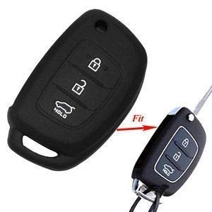TPU Key Cover Compatible with Hyundai Grand i10 Nios with flip Key (Black, Pack of 1) Image 