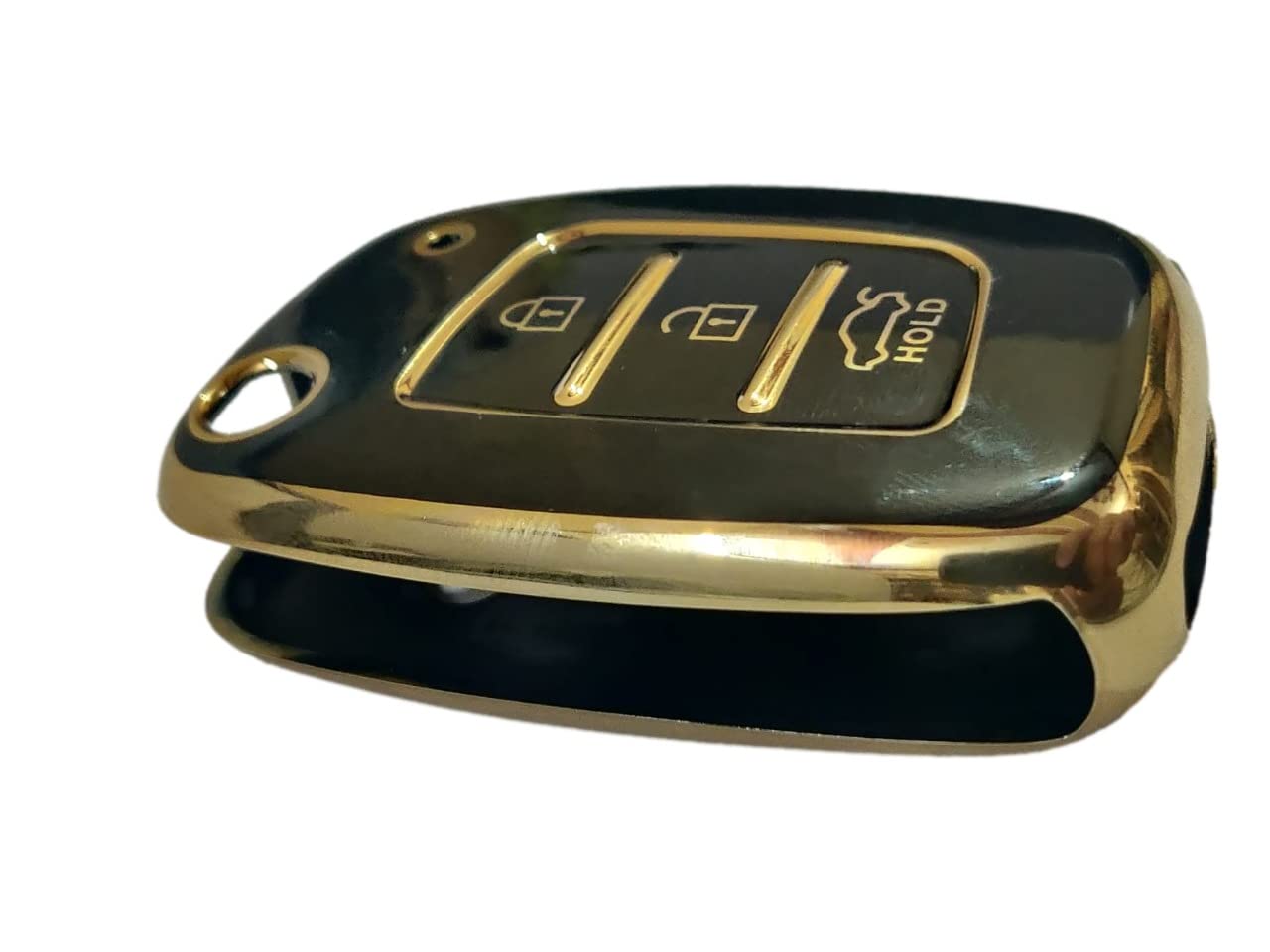 TPU Key Cover Compatible with Hyundai Grand i10 Nios with flip Key (Black, Pack of 1) Image 