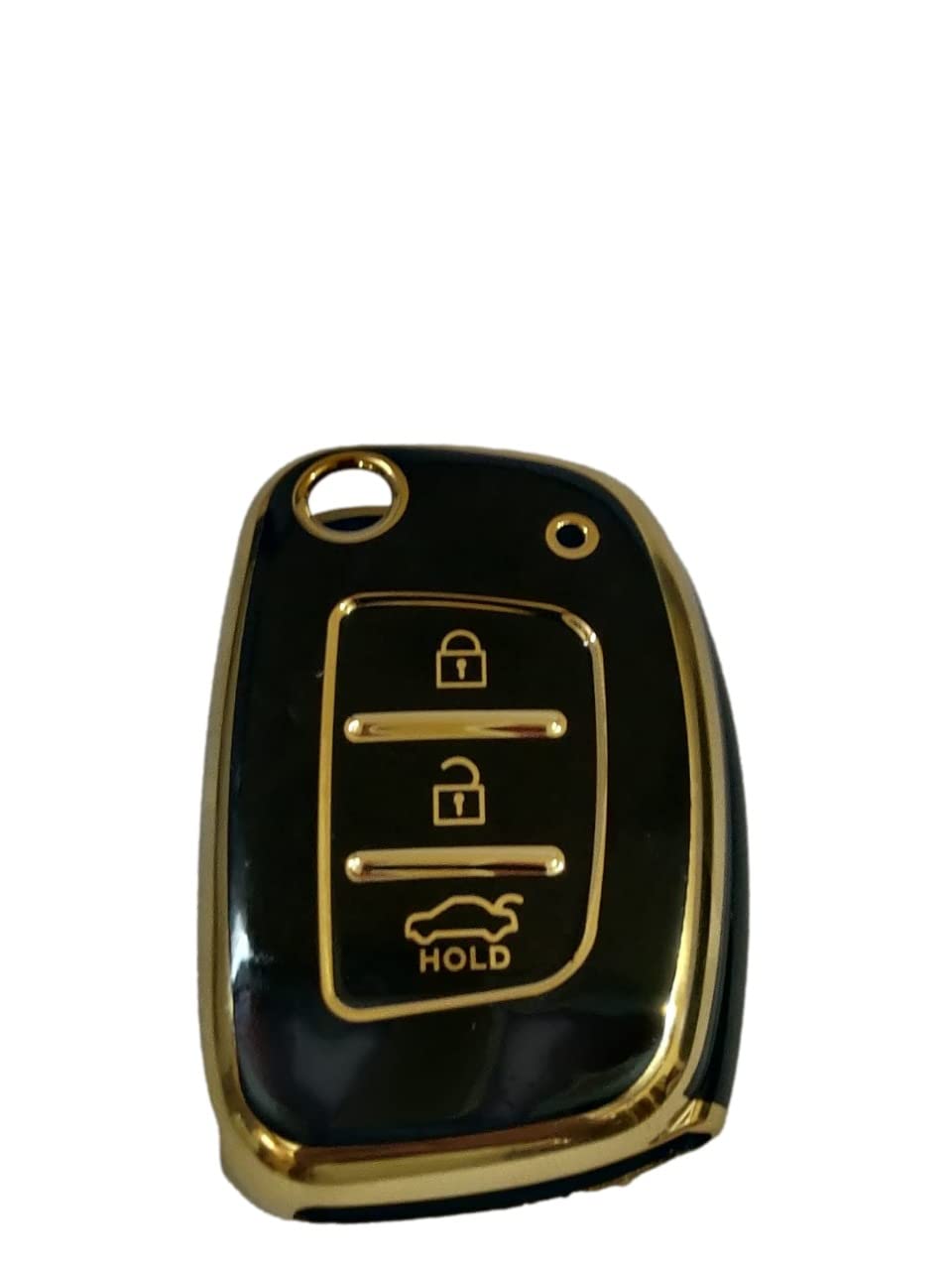 TPU Key Cover Compatible with Hyundai Grand i10 Nios with flip Key (Black, Pack of 1) Image 