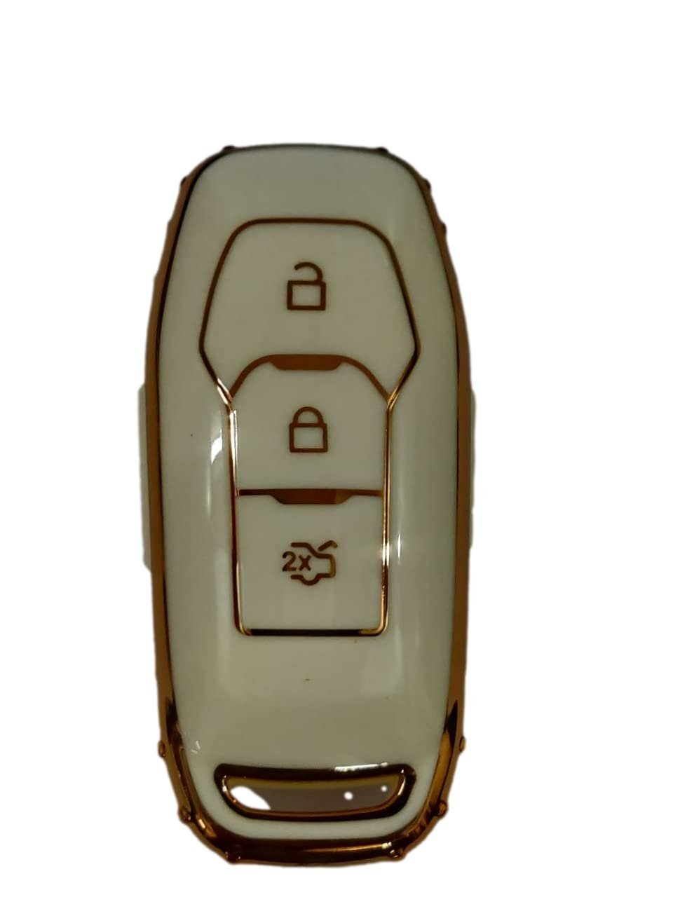 Carbon TPU Key Cover Compatible with Ford Figo Aspire and Ford Endavour Smart Key only(White) Image 