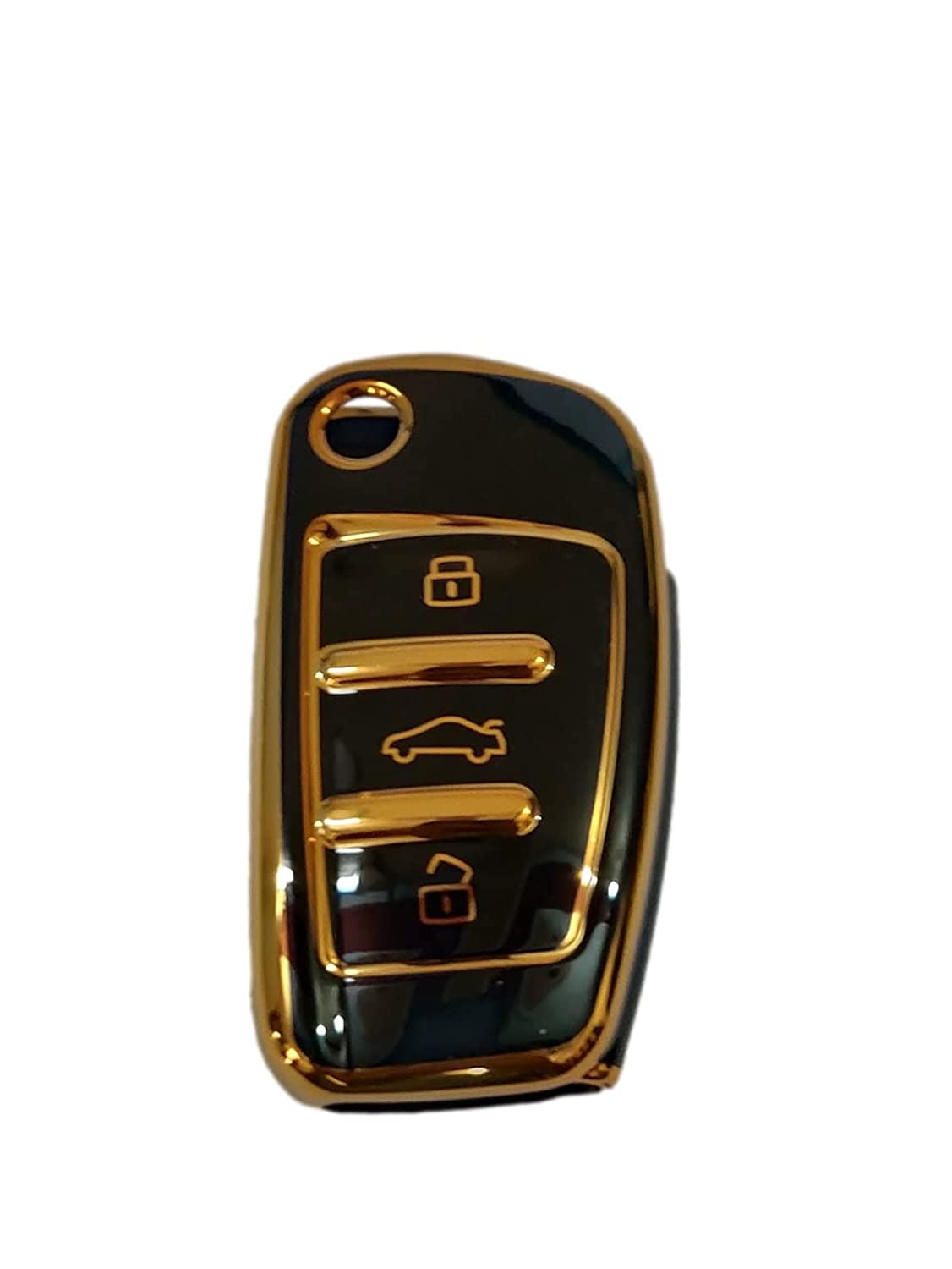 TPU Carbon Fiber Car Key Cover Compatible with Audi A1 A3 A6 Q2 Q3 Q7 TT TTS R8 S3 S6 RS3 Flip Key (Black) Image 