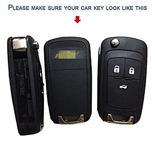 TPU Carbon Fiber Car Key Cover Compatible with Chevrolet Cruze (Black) Image 