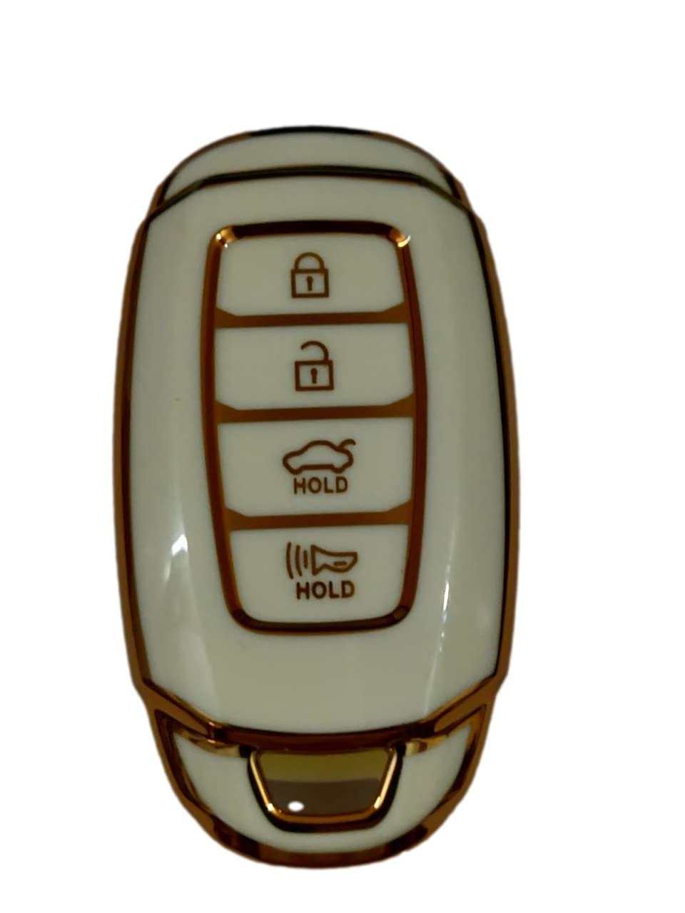 TPU Silicone key Cover For Compatible with For Hyundai Verna 2020 4 Button Smart Key (White) Image 