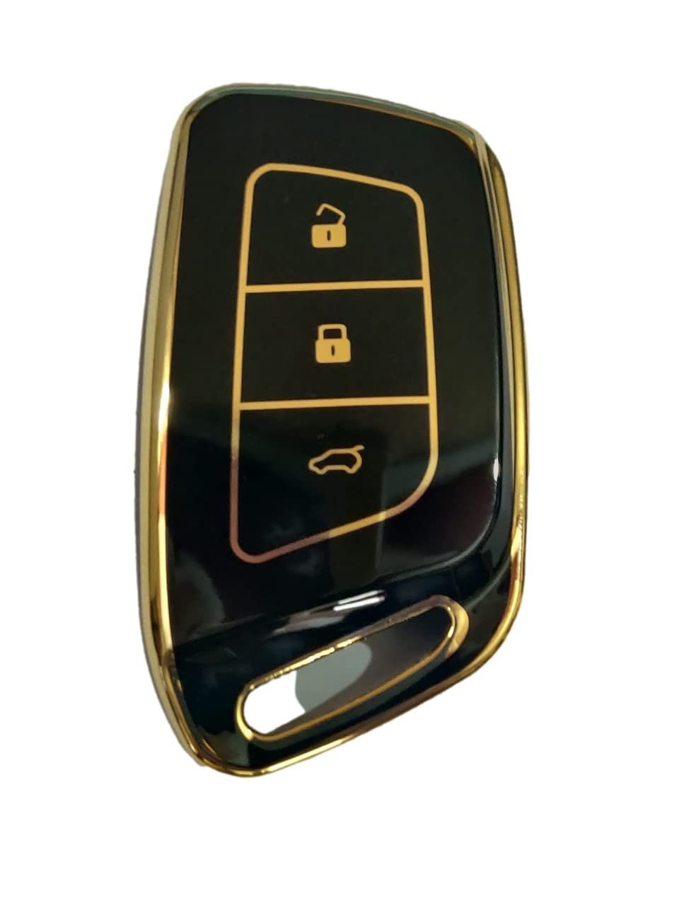 TPU Key Cover Compatible MG Hector New 3 Button Smart Key (Black) Image 