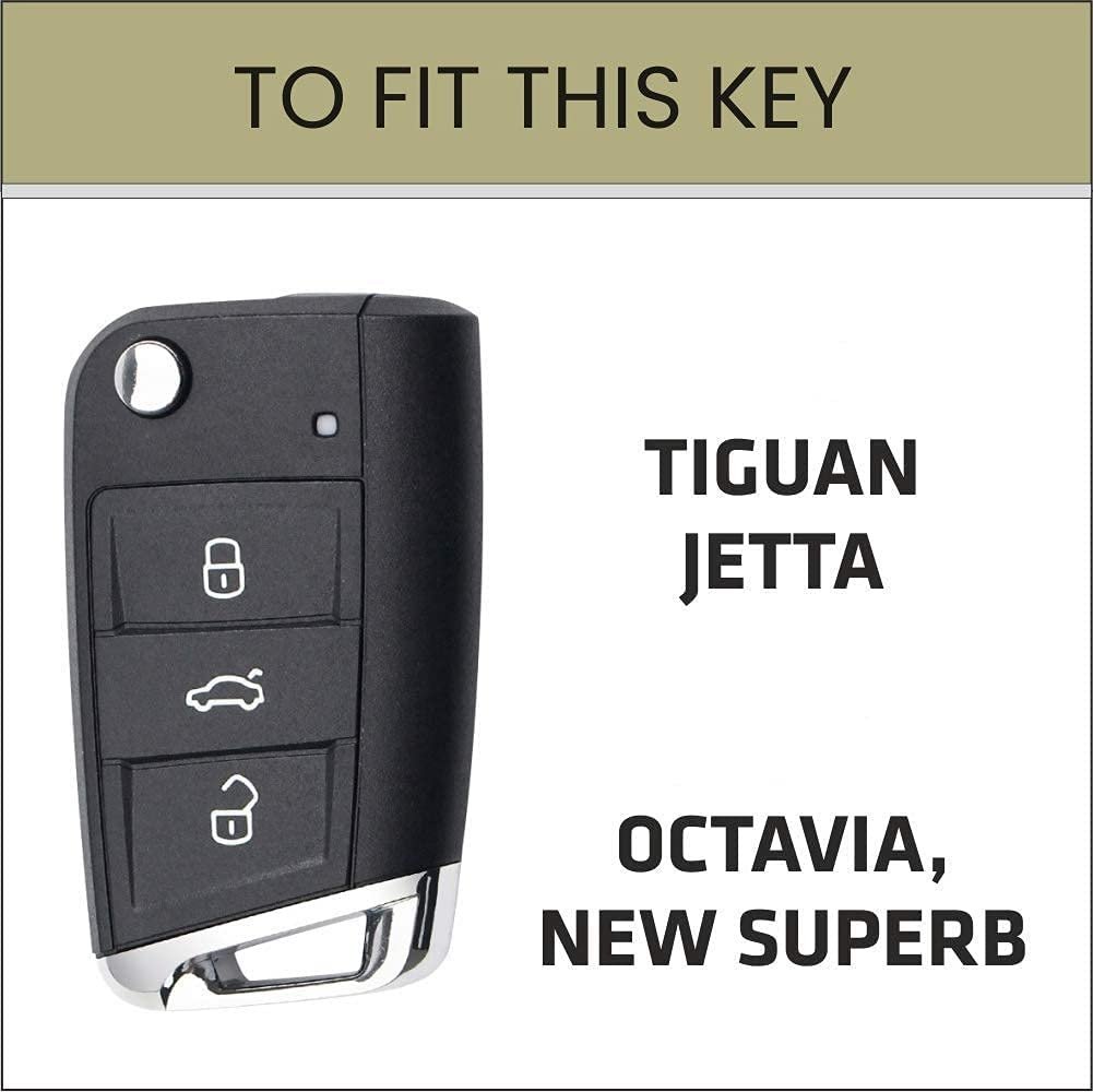 Silicone Car Key Cover Compatible with Octavia 2014 Onwards, Kodiaq, Karoq Flip Key- Brown Image 