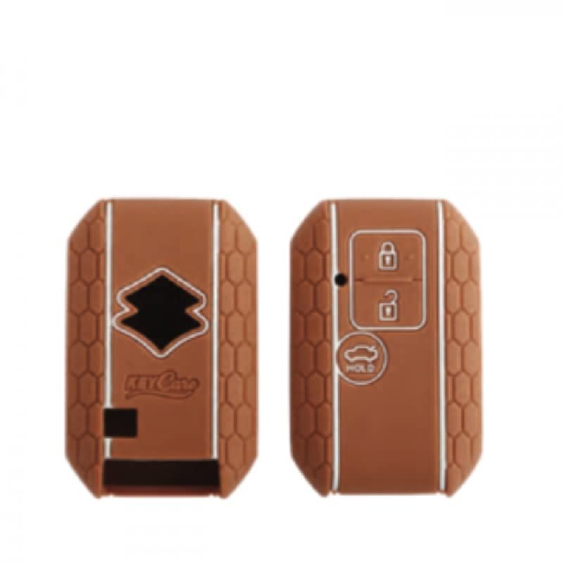Silicone Car Key Cover Compatible with Swift Dzire / Ertiga -Brown Image 