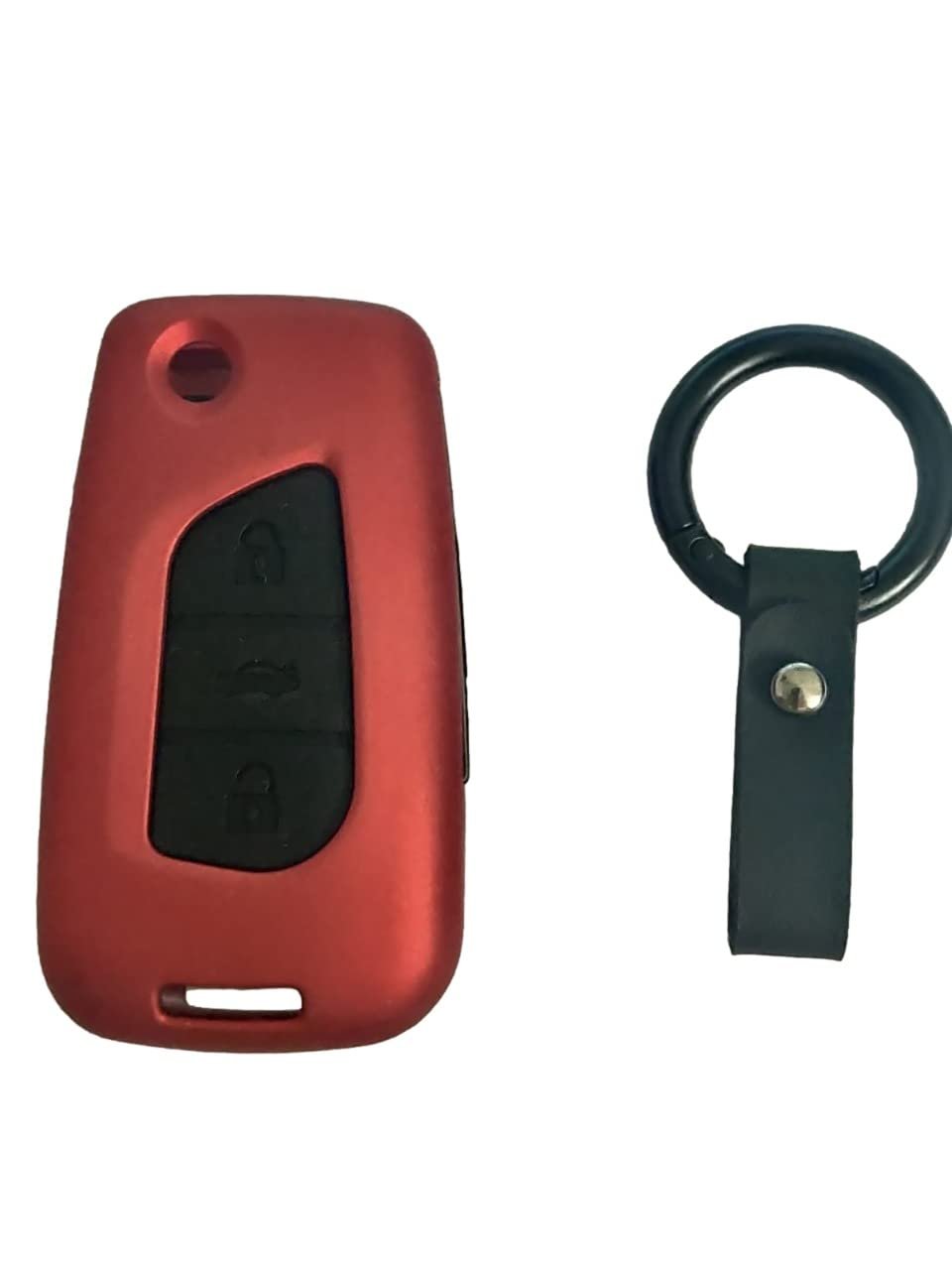 Red Fiber Style Car Key Cover Compatible with Toyota Corolla Altis Innova Crysta 3 Button Flip Key Cover (Red) Image 