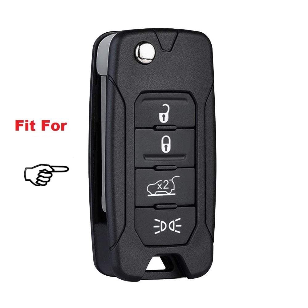 Silicone Key Cover Compatible with Jeep Compass, Trailhawk Flip Key (RED) Image 
