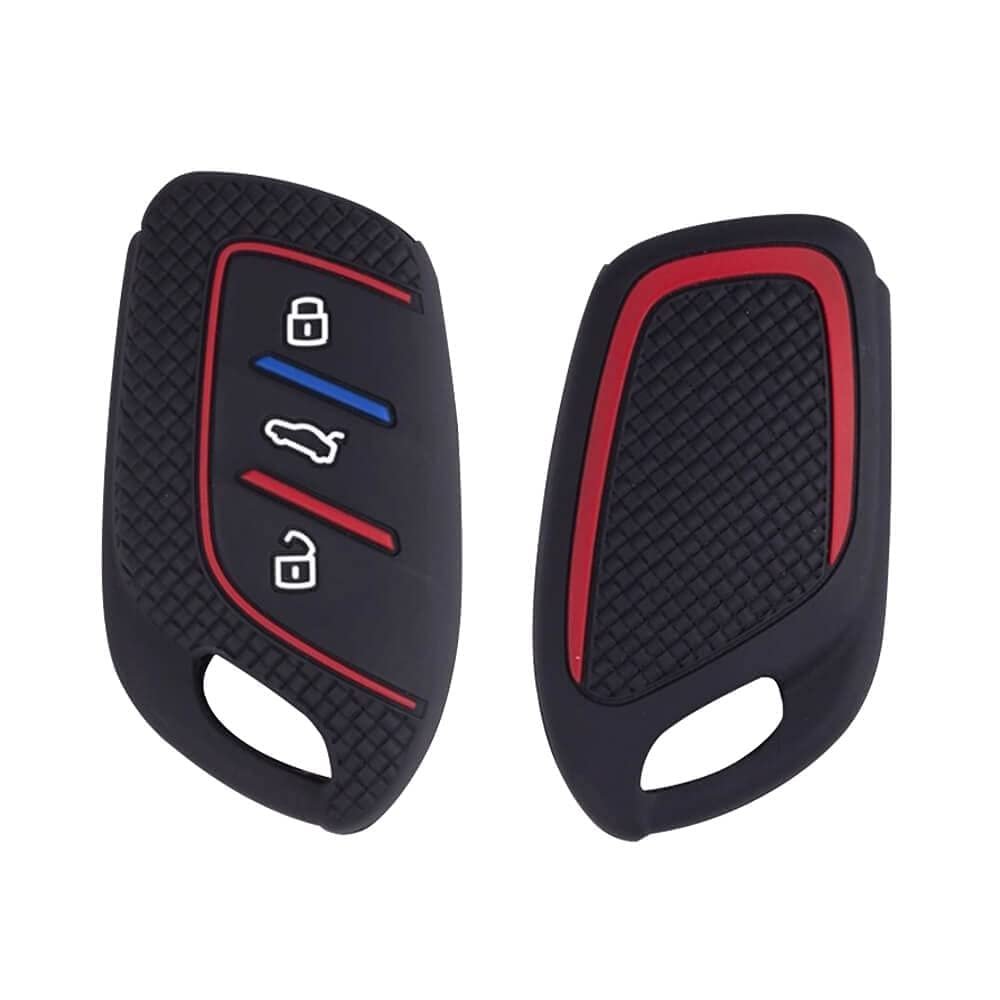 Silicone Key Cover Compatible with ZS EV, MG Astor 3 Button Smart Key (Black) Image 