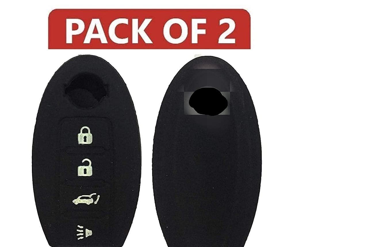 Silicone Cover GT-R Maxima Murano Rogue 370z 350z Versa Sentra Pathfinder Key Cover Compatible with Nissan Cars (Black, Pack of 2) Image 