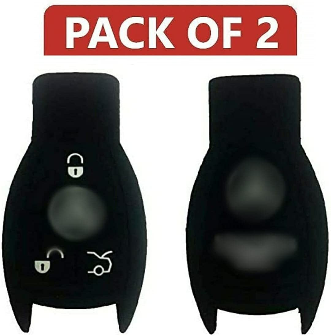 Silicone Key Cover Compatible with Mercedes Benz Class C/E/S/Coupé/CLS/CLA/GL/G/M/R320/S400/SLK/AMG (Black, Pack of 2) Image 