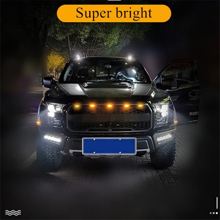 6 Pieces Yellow/Amber LED Lens Front Grille Running Light universal for car (Plug Design May Vary) Image 