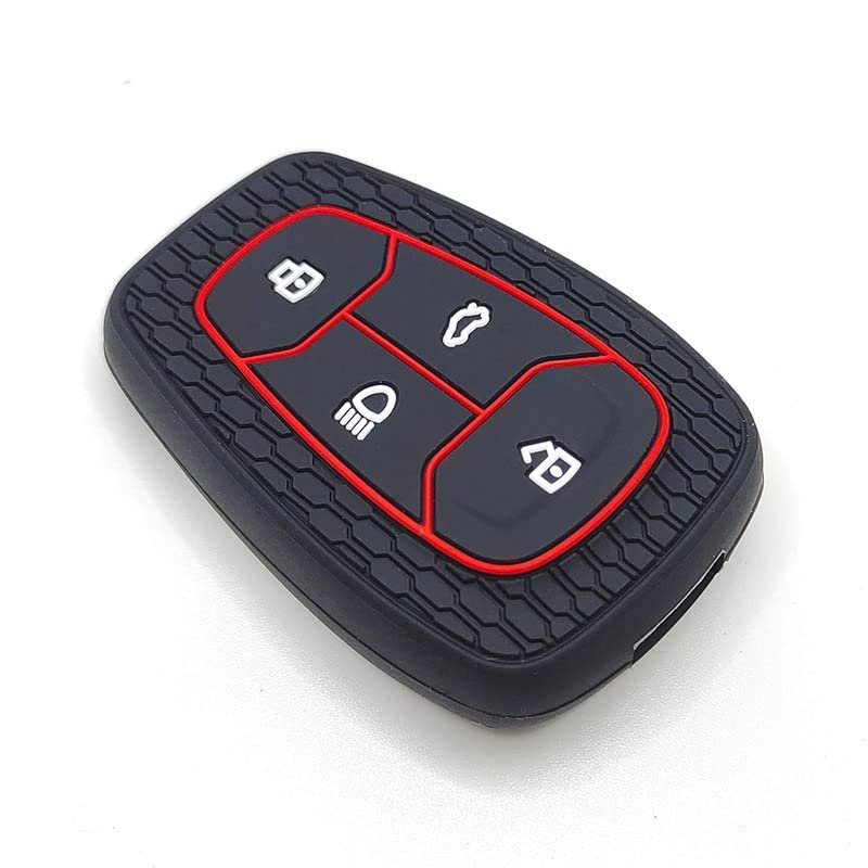Silicone Key Cover Compatible For Tata Nexon, Harrier, Altroz, Tigor BS6, Punch, Safari 2021, Safari Gold 4 Button Smart Key (Pack of 1, Black) Image 