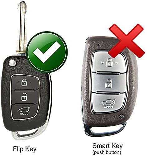 Silicone Key Cover compatible with Venue Aura Elite i20 Grand i10 Nios Xcent 3 Button Flip Key (Black) Image 