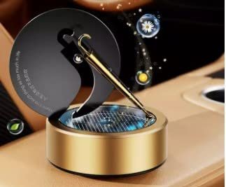 Car Aroma Diffuser Air Freshener Perfume Solar Power Dashboard Umbrella style Decoration Perfume (Golden) Image 