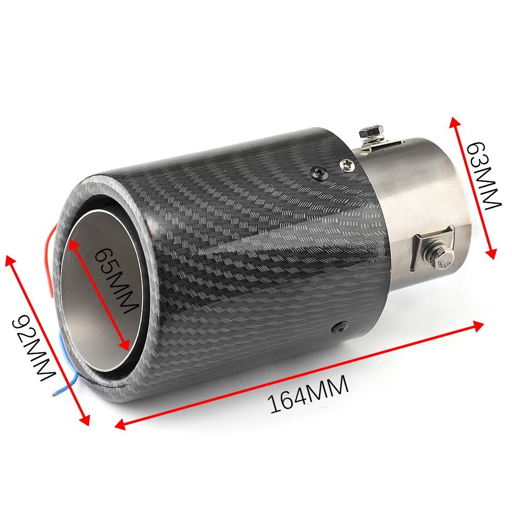 Blue Flame Led Exhaust Muffler Tip Carbon Fiber Car Tail Pipe Light 2.5 Inch Inlet 4 Inch Outlet - Rolled Style Image 