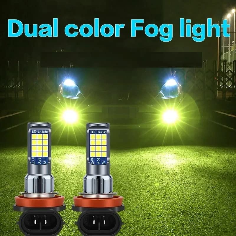 24LED 3030 H8 dual Colour white/yellow LED fog lamp Super Bright Car Fog Light Driving Day Running Lamp Auto (Pack of 2,H8) Image 