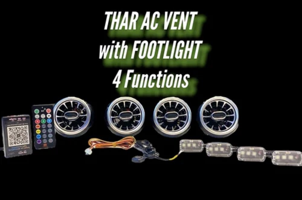 Cardi Mahindra New Thar 2020 AC Vent RGB LED with app control ( Set Of 4 ) with rgb atmosphere foot lights Image 