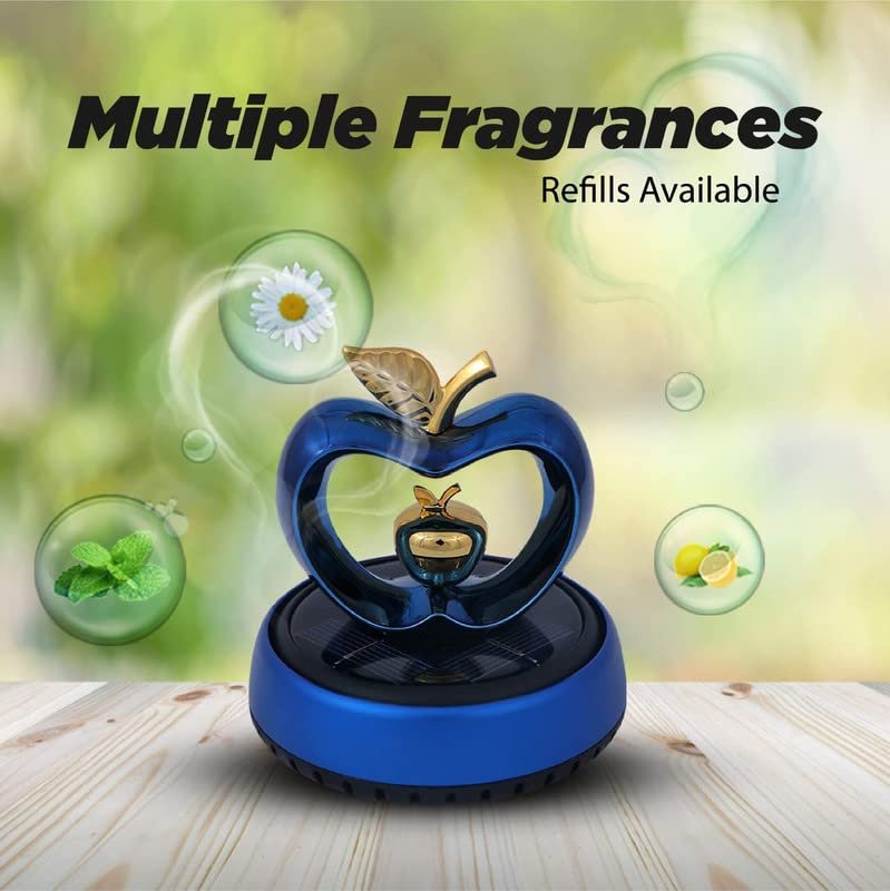 Apple Car Solar Rotating Perfume Air freshener Car Fragrance Dashboard Accessories Car Organic Perfume(Blue) Image 