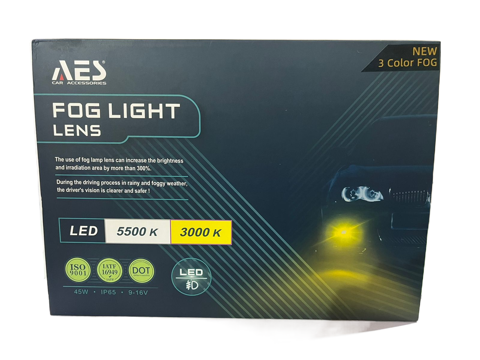 AES Q8 Bi-Led Tri-Color 3 Inch Fog Lamp Projector 90W/Pair-Ip65 12v  Image 