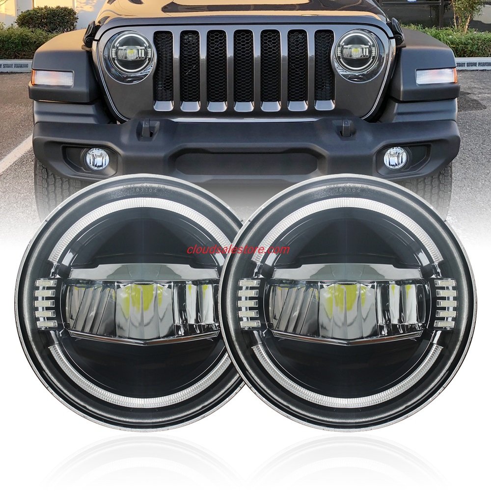 CLOUDSALE 7 inch Headlight Headlamp LED Headlight compatible with Jeep Rubicon JL Wrangler Jeep (PACK OF 2) Image 