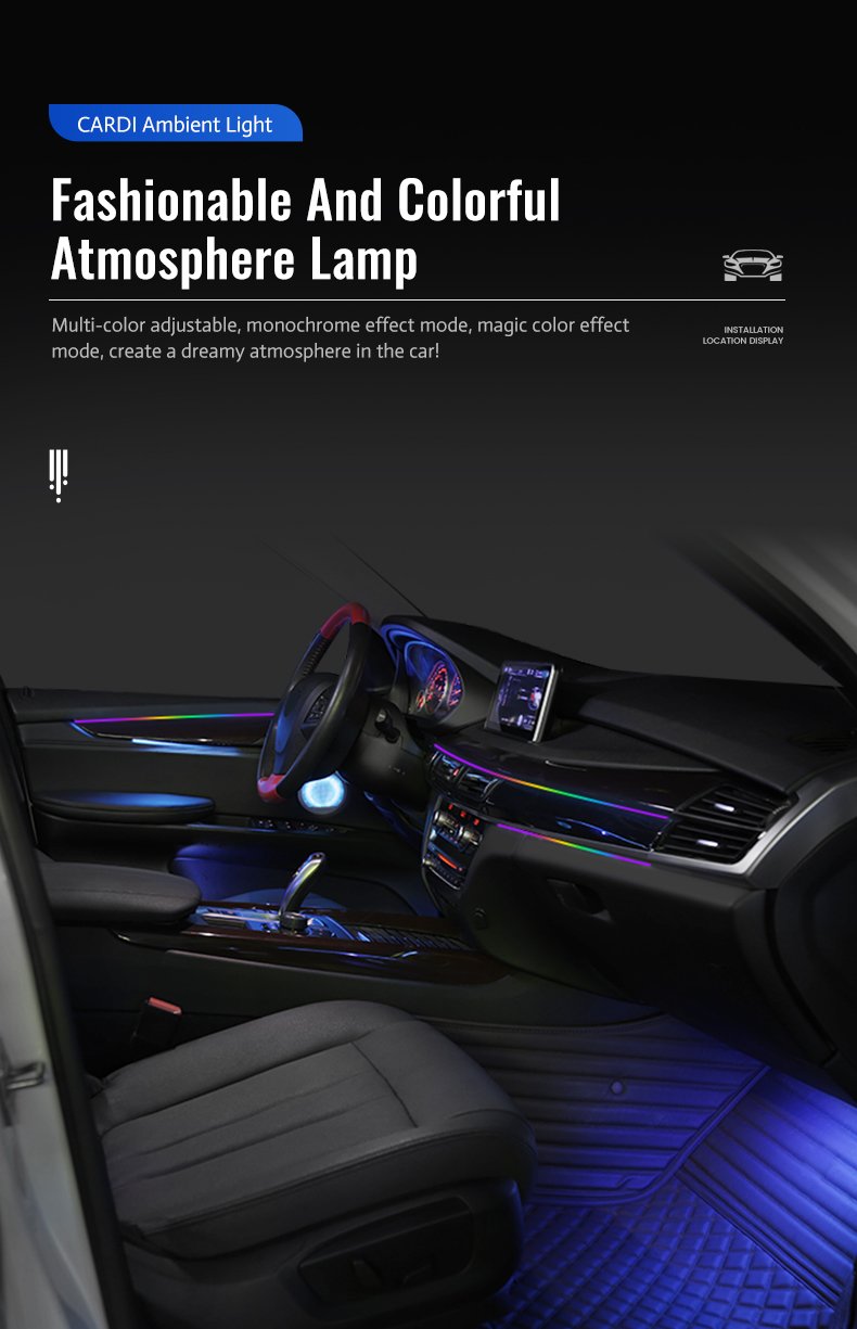 Cardi K4 Active Ambient Light Symphony Mode 7th Generation 18 in 1 wireless LED Atmosphere Lights for Automotive Car Interior Ambient acrylic strips (6 months warranty) Image 