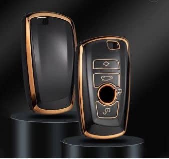 TPU Car Key Cover Fit For 1 3 4 5 6 7 and X3 X4 M5 M6 GT3 GT5 Smart Key only (Gold/Black) Image 