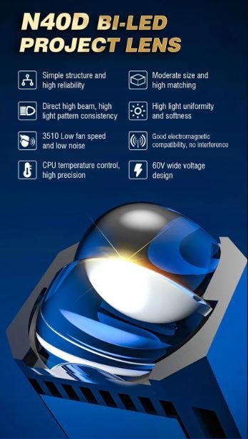 Car Headlights Matrix 40W 30W N40D LED Lights Accessories Bi led Projector Len 6500K Light Automotive Parts LED Lens Image 