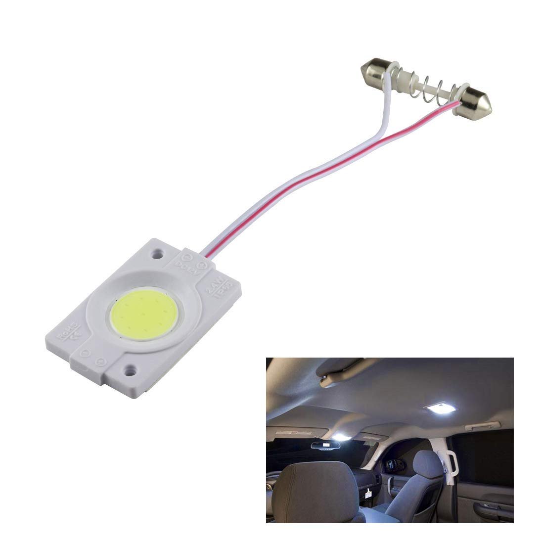 12V 2.4W COB LED Interior Car Dome Light (White) Image 