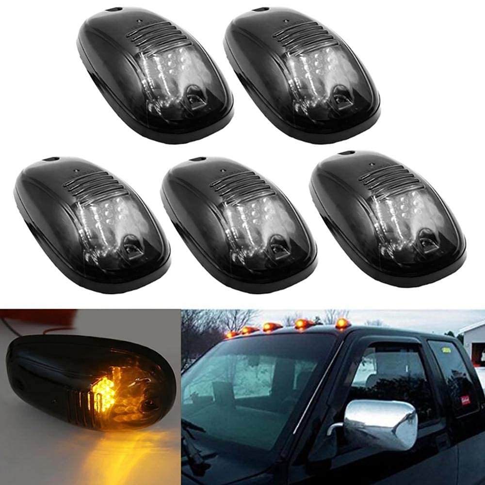 Led Roof Marker Lights Smoked Black Glass Set of 5 PC For Cars SUVS(Humm-er Light) Image 
