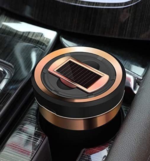 LED Light USB Charging Car Ashtray Cup with Detachable smokeless Solar Lighter Image 