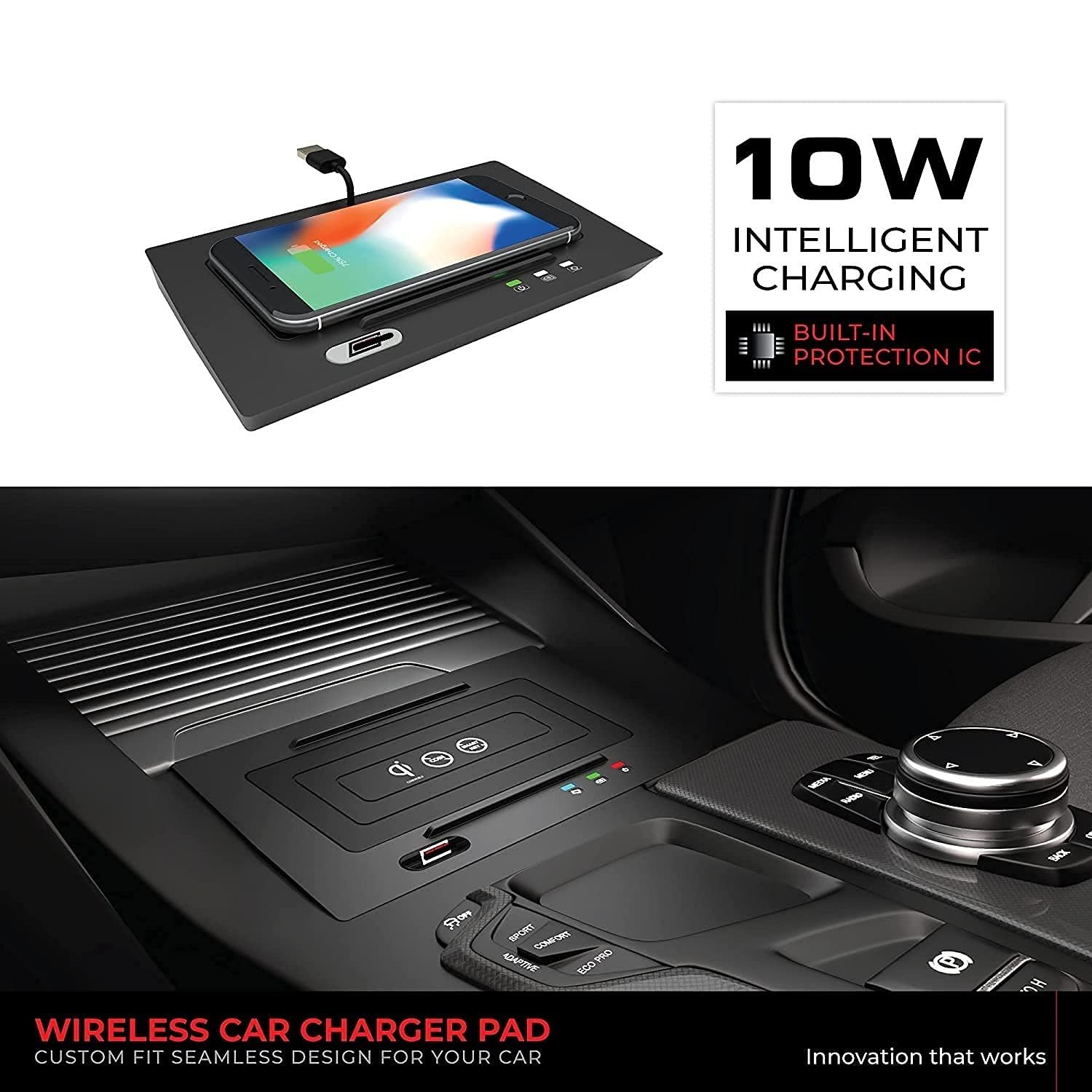 Wireless Charger 10W Fast Charging Pad Compatible with Crysta only (Black) Image 