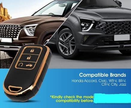 TPU Key Cover Compatible with Honda Accord Civic CRV Smart key (Black) Image 