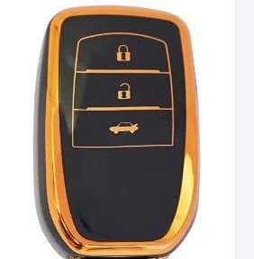 TPU Key Cover Compatible with Toyota Innova Crysta & Fortuner Smart key (Black) Image 