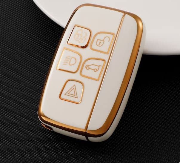 TPU Car Key Cover Fit with Jaguar and Land Rover 5 Buttons Smart Key (White) Image 
