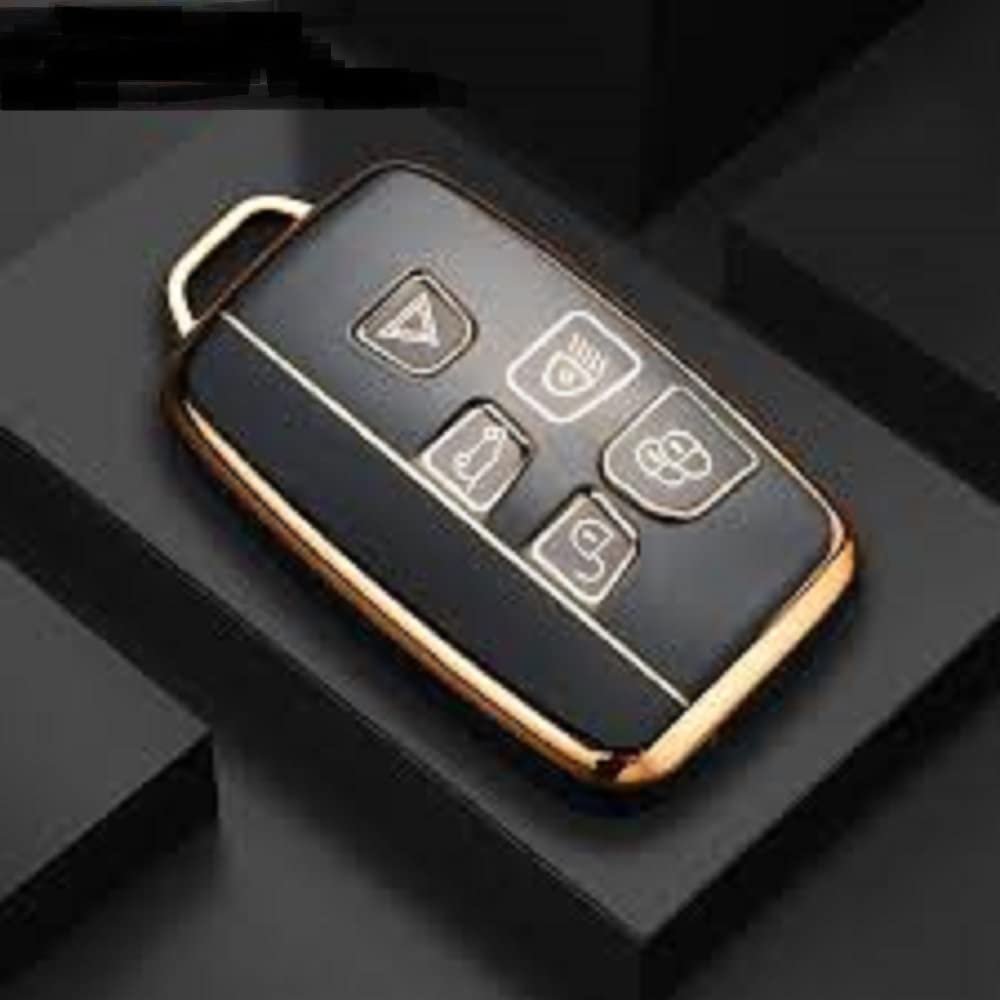 TPU Car Key Cover Fit with Jaguar and Land Rover 5 Buttons Smart Key (Gold/Black) Image 