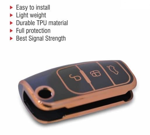 TPU Car Key Cover Compatible With Fiesta, Figo, Old Ecosport Flip Key (Black) Image 