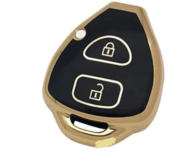 TPU Car Key Cover Compatible With Innova, Fortuner 2 Button Remote Key (Black) Image 