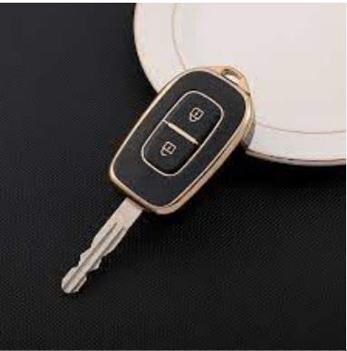 TPU Car Key Cover Compatible With Renault Kiger, Kwid, Duster 2 Button Remote Key (Black) Image 