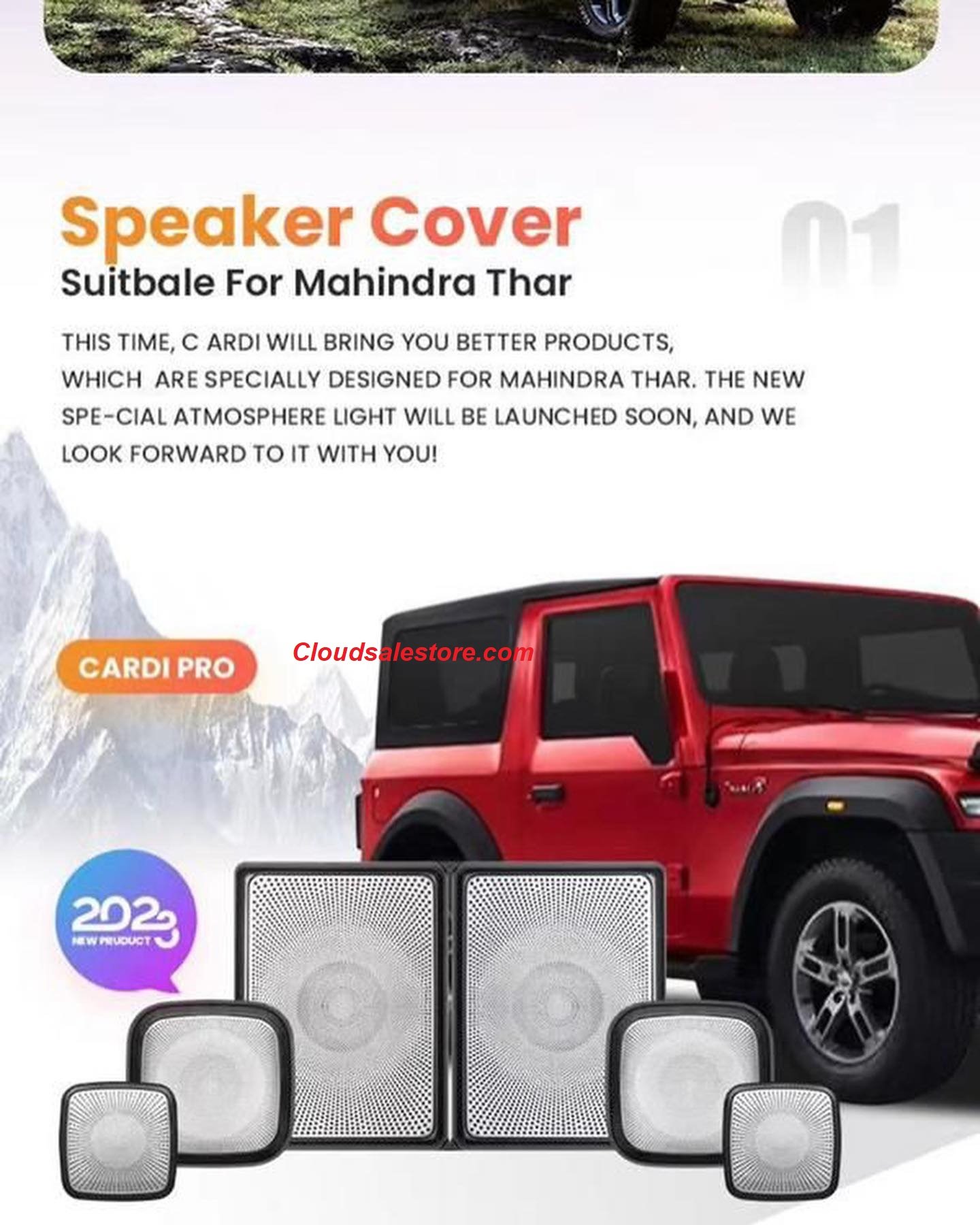 Speaker Covers With Ambience Light for Mahindra Thar 2020-23 (Set Of 6 Pcs) Image 