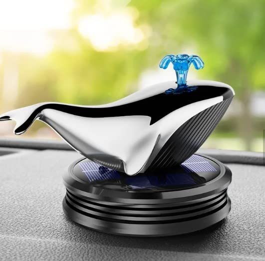 Solar Rotating Whale Car Air Freshener Solar Energy Rotating Car Perfume Long-Lasting Fragrance Aromatherapy, Car Decoration Accessories(Black) Image 