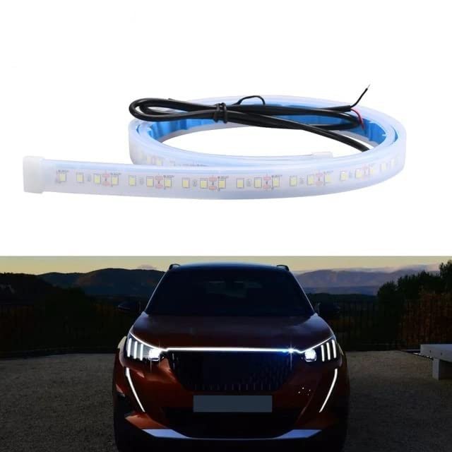 Car LED Hood Light Strip Flexible White Running Daytime Lights Decorative Backlight Long Atmosphere Lamp For Most Vehicles 12V Image 