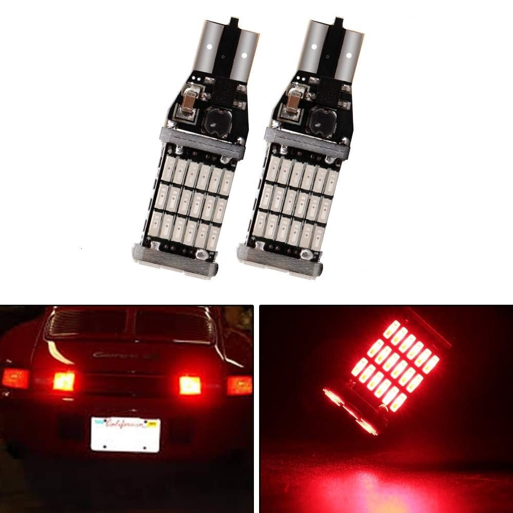 T15 LED Bulb Super Bright 45 SMD 10w 1000lm 6000K Canbus Error Free Bulbs Fit For Auto Backup Reverse Lights - Pack of 2 (Red) Image 